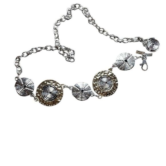 90s Vintage Chicos Two Toned Silver and Gold Women's Chain Belt Medium - Picture 3 of 6